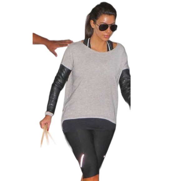 💕HP💕Generation Love Bobo Italian Faux Leather Sleeve Sweatshirt in black - Picture 13 of 14